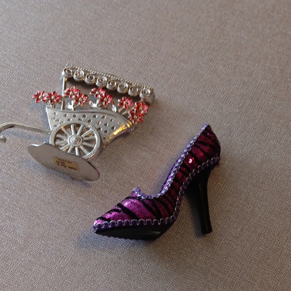 Purple Sequin High Heel Ring Holder And Goldtone Earring Holder - Picture 4 of 4